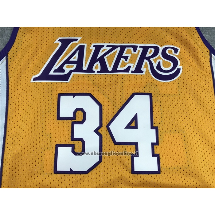Maglia Los Angeles Lakers Shaquille O'Neal #34 Mitchell & Ness 1999-00 Giallo